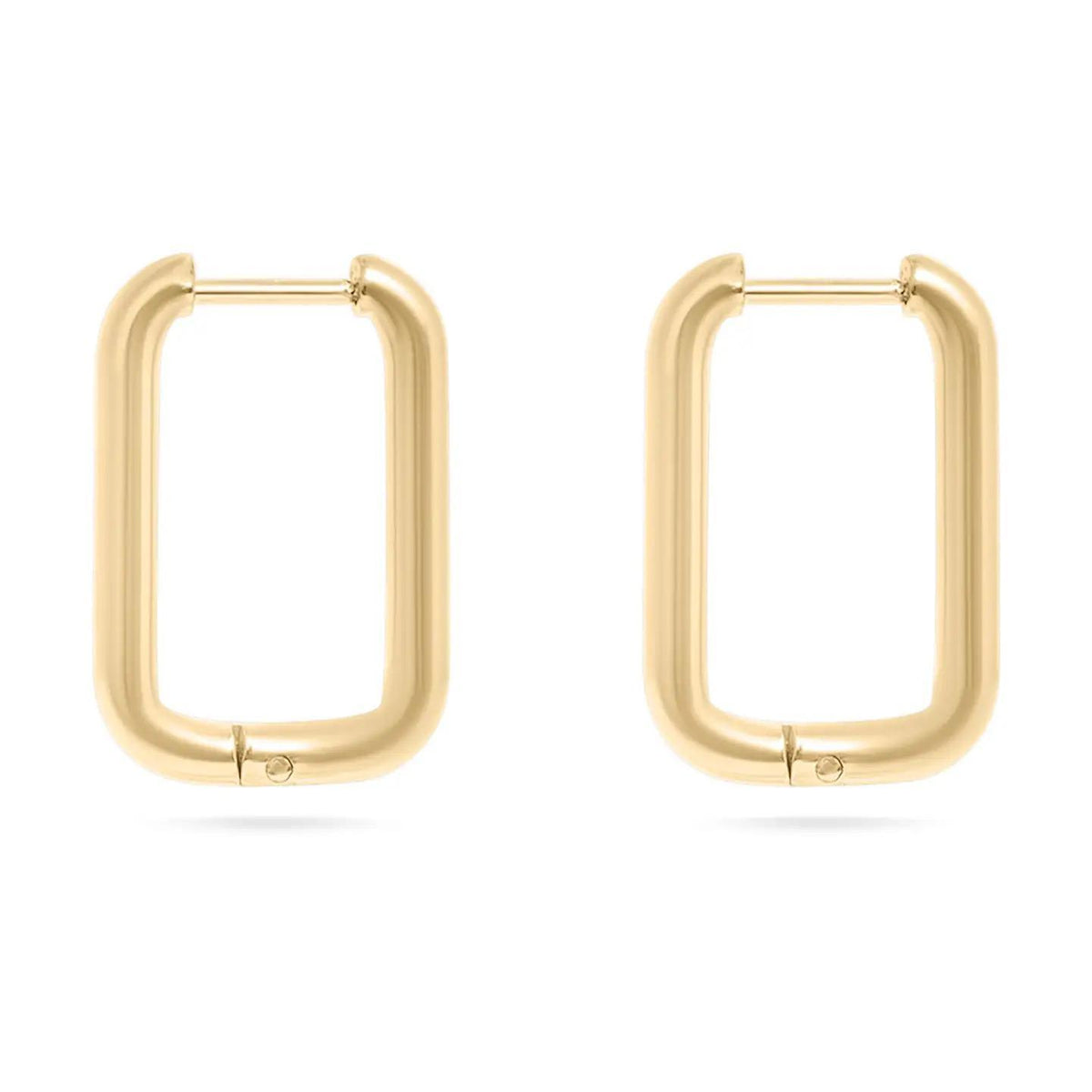 Gold hoop earrings on a white background