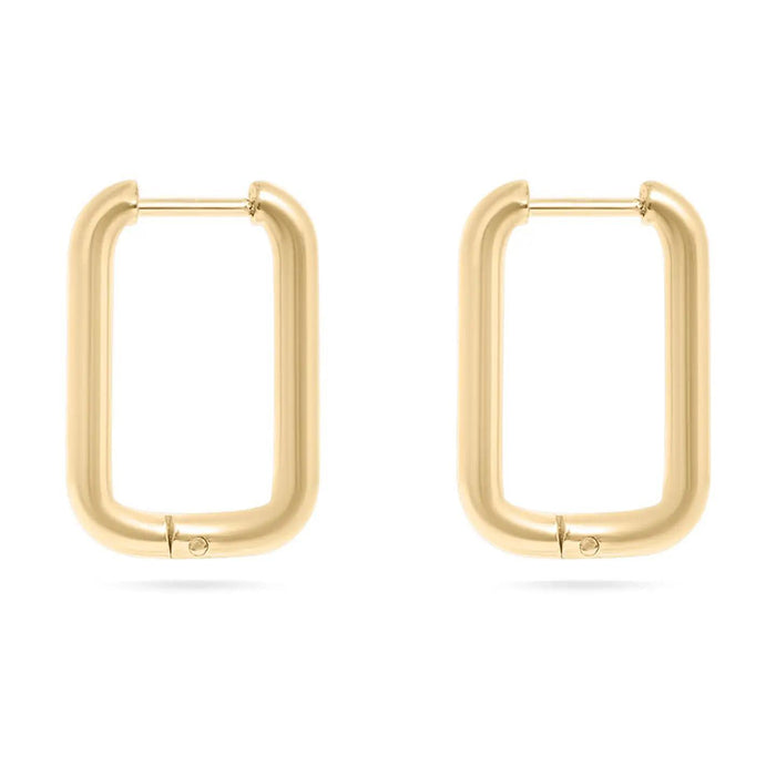 Gold hoop earrings on a white background