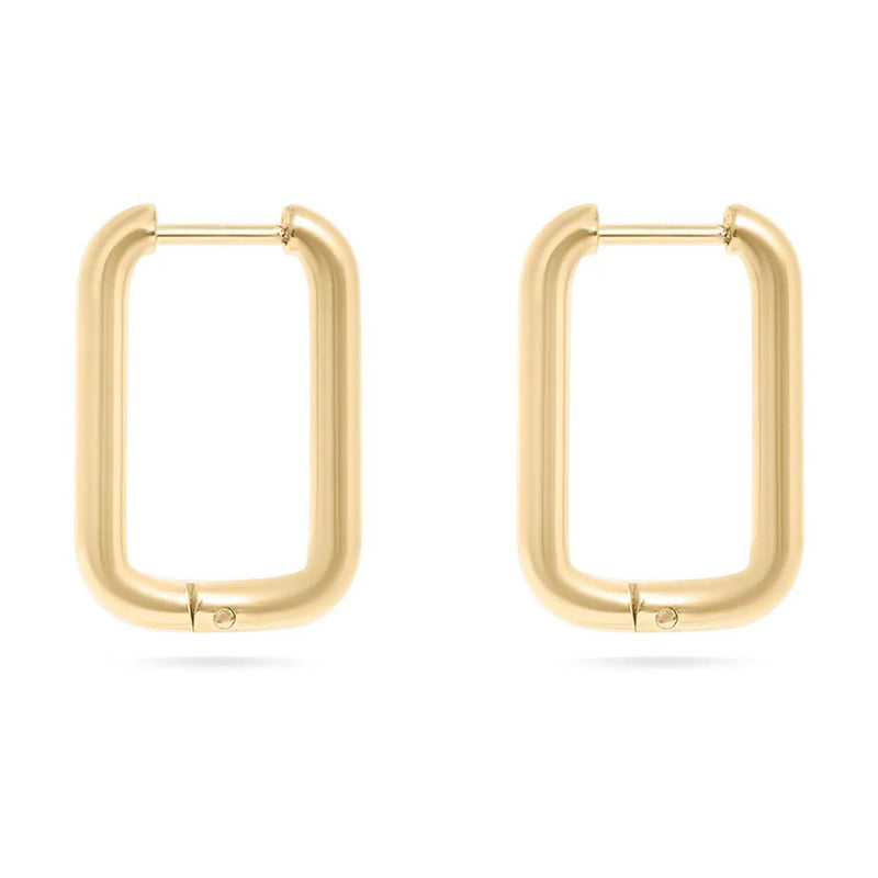 Gold hoop earrings on a white background