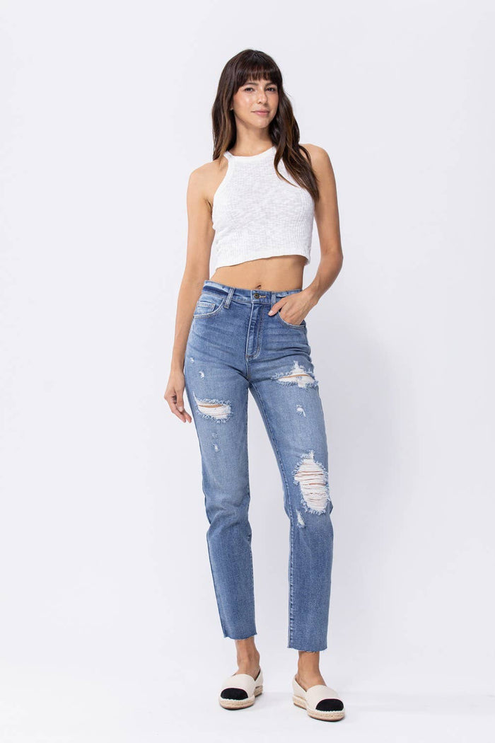 High Rise Distressed Skinny Jeans – Sneak Peek Denim