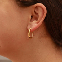 Oval Huggie Hoop Earrings – 18K Gold PVD