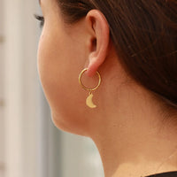 18K PVD Star & Moon Pendant Earrings