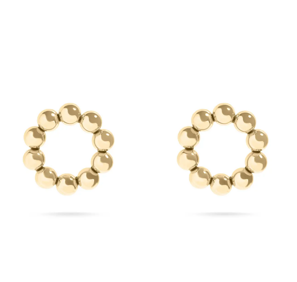 8K gold plated circle ball stud earrings by Cashato, minimalist round design with polished finish, shown on white background.