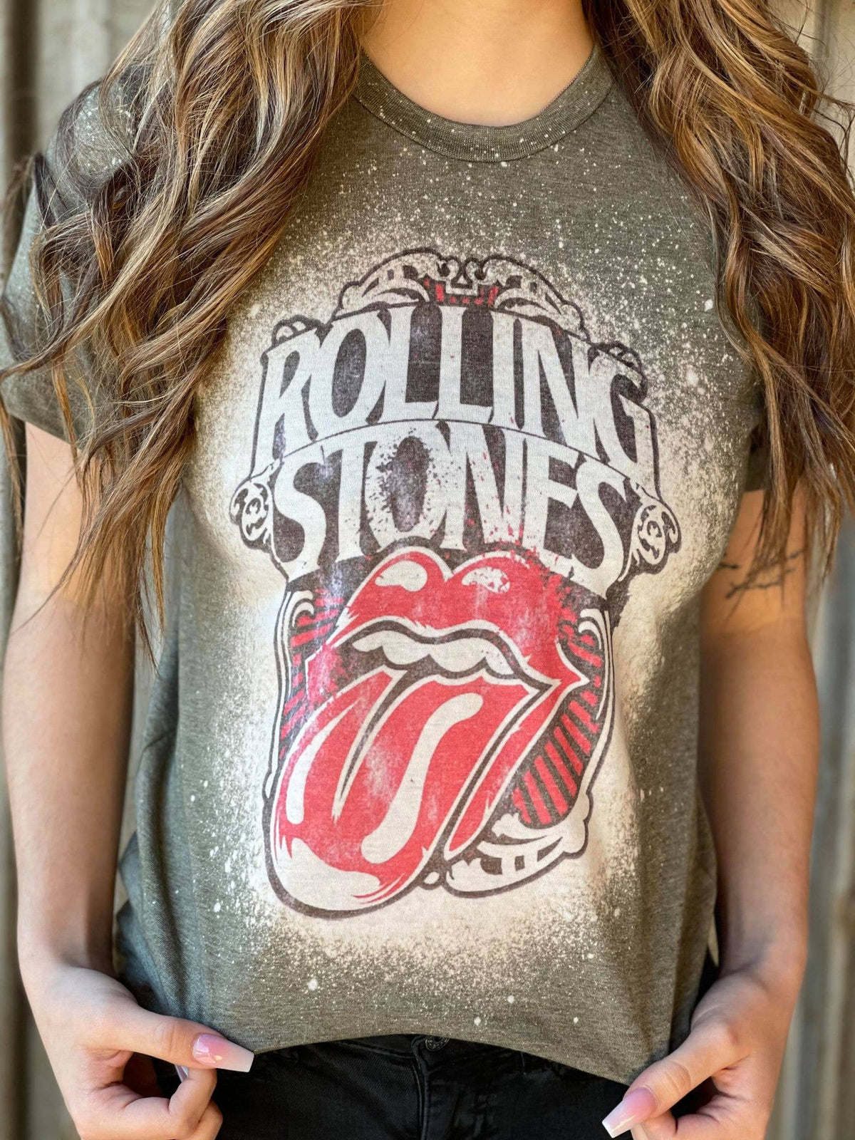 Rolling Stones Bleach-Splashed Graphic Tee