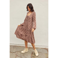 Golden Sun Tiered Midi Dress