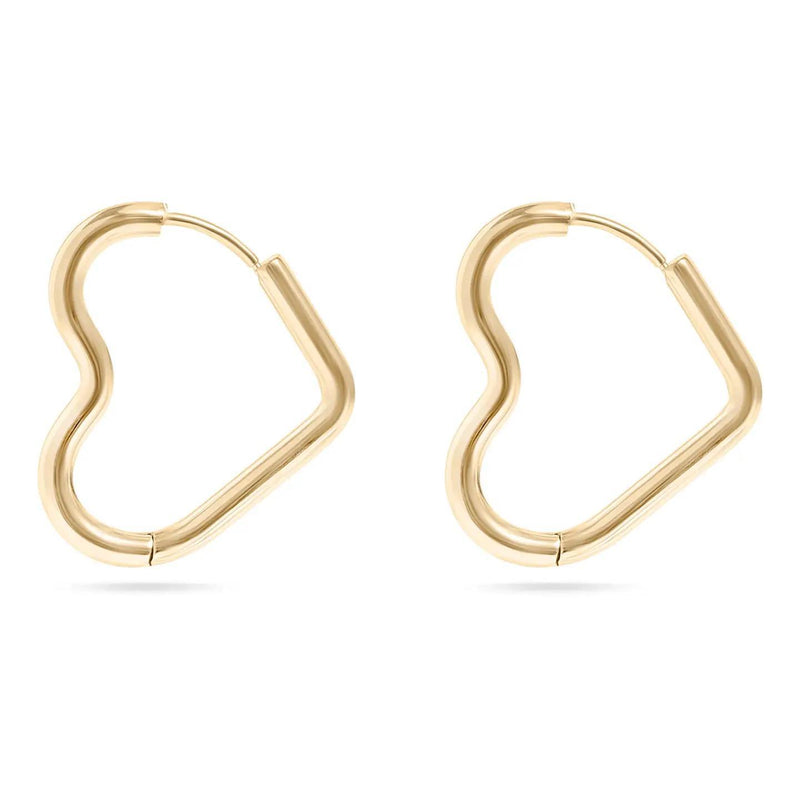 Larfe Gold hoop earrings on a white background